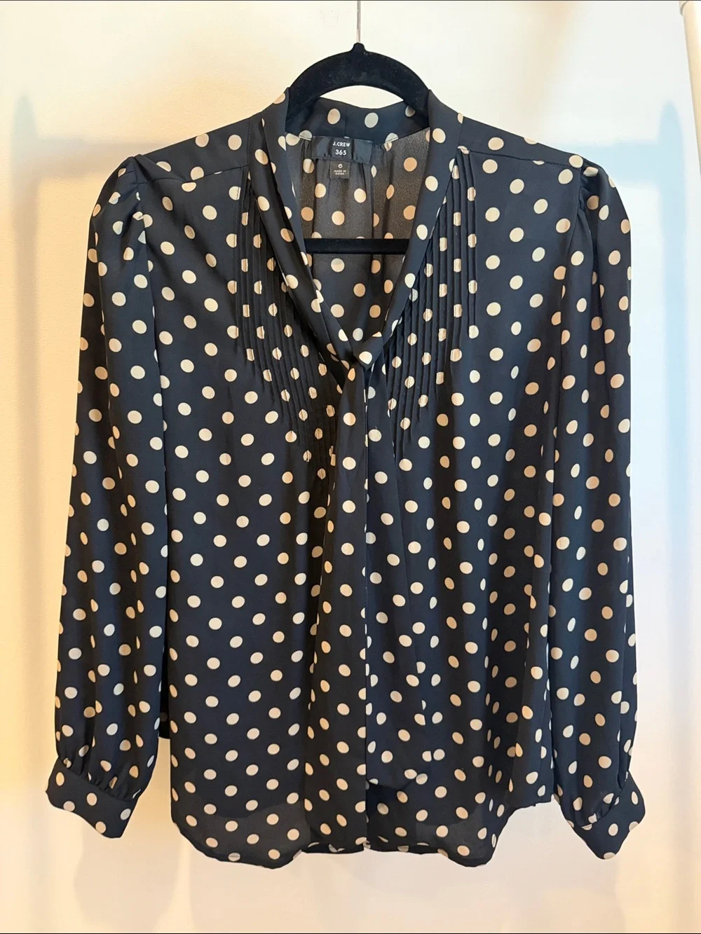 JCrew Black Polka Dot Long-Sleeve Blouse
